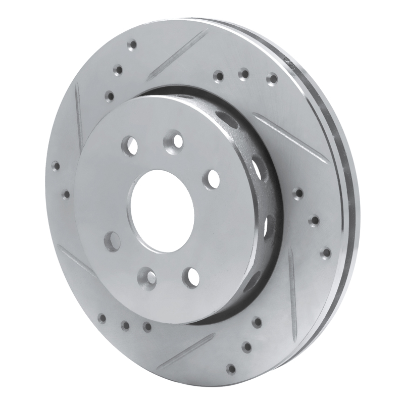 Kia Sephia Brake Rotor (1) - Front Left - R1 Concepts - Drilled & Slotted - Silver - `01-`03